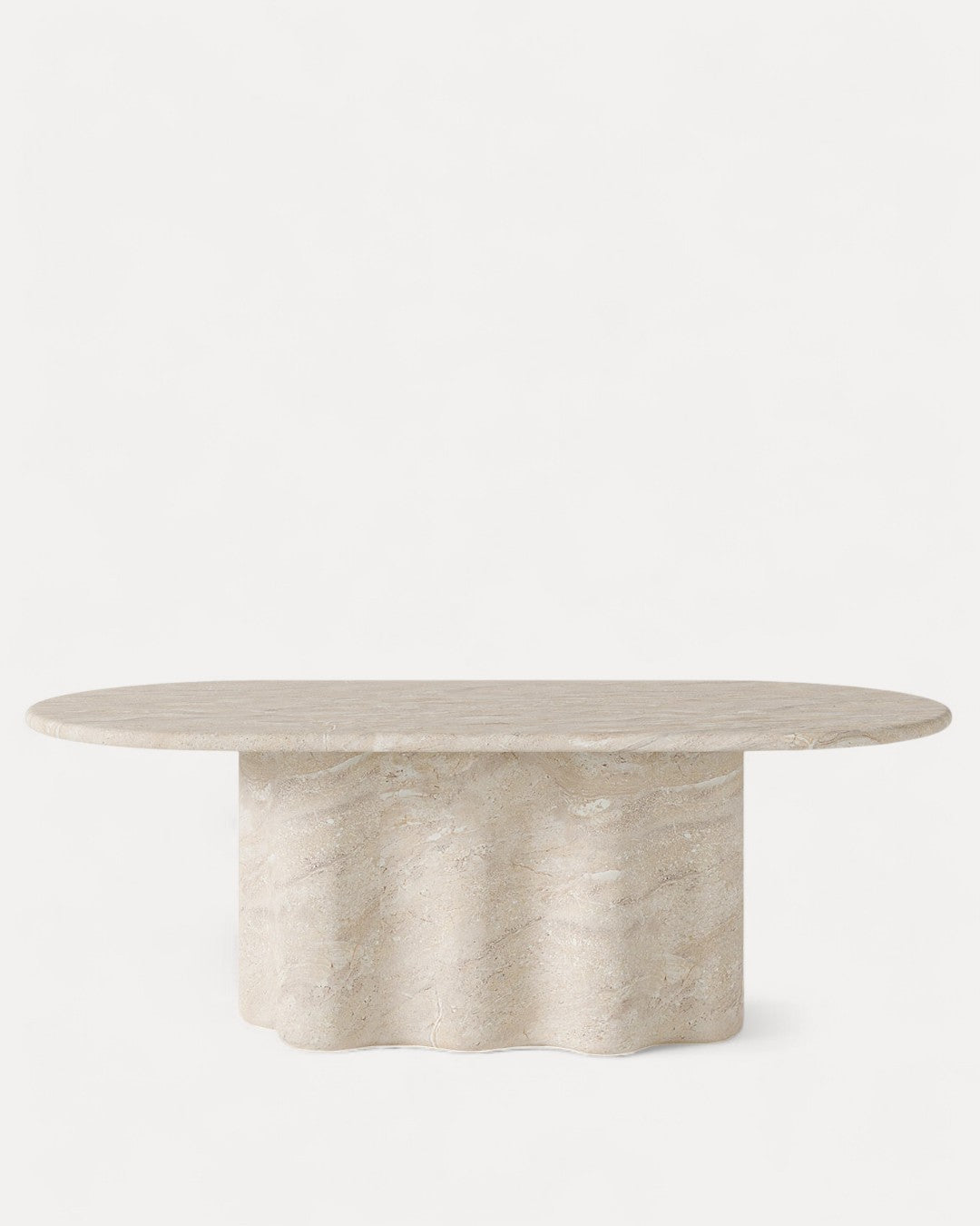 Marenne oval dining table in cement with marble finish, 220×109×76.5 cm