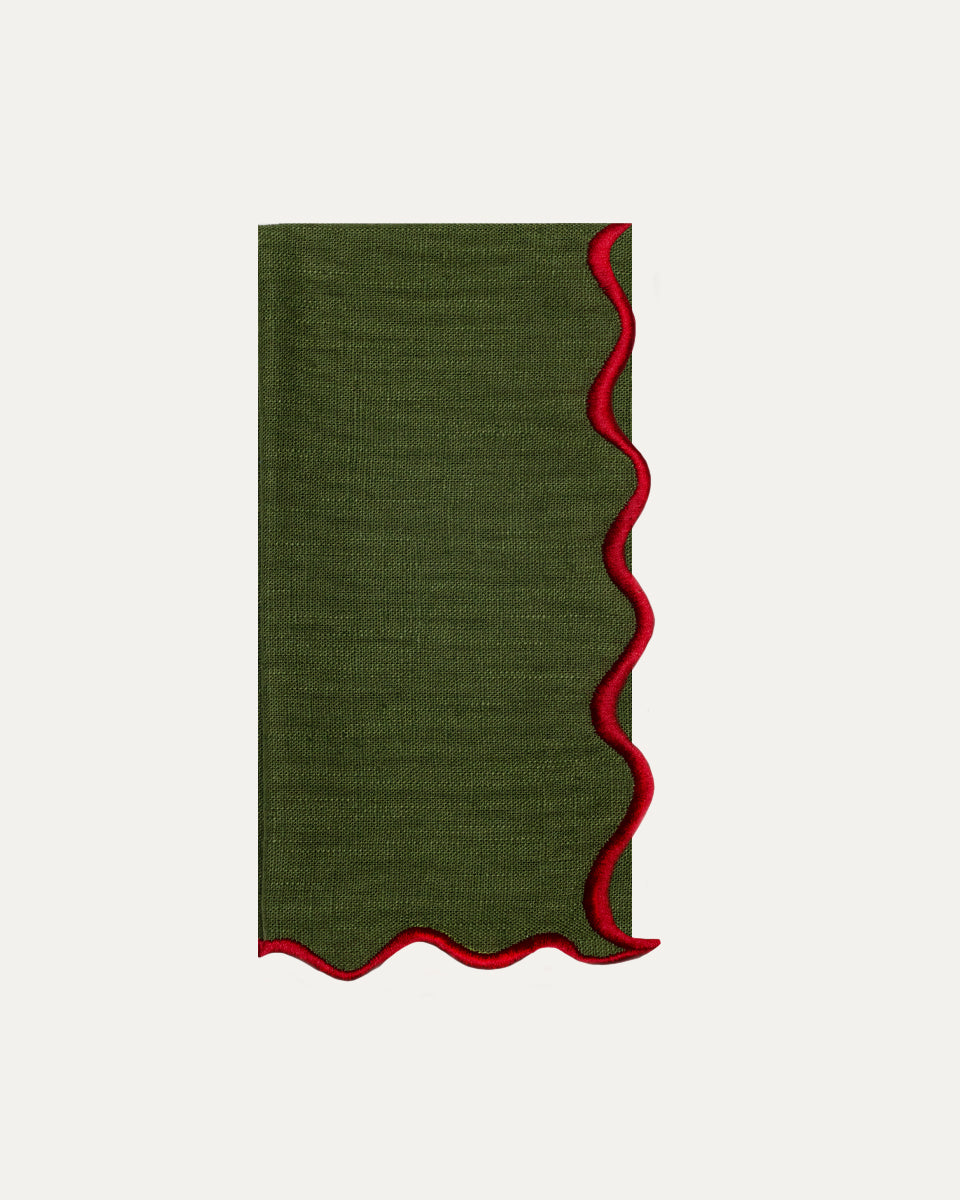 Vila Napkin, Green with Bordeaux 