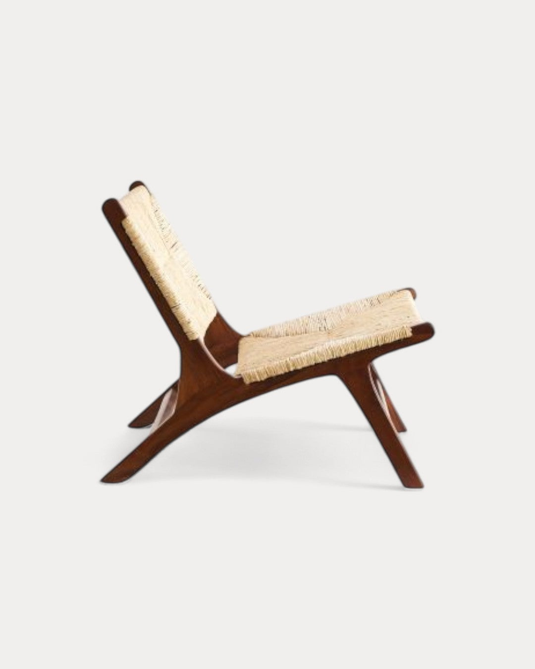 Lagos armchair in wood and woven fiber, 75 × 65 × 69 cm