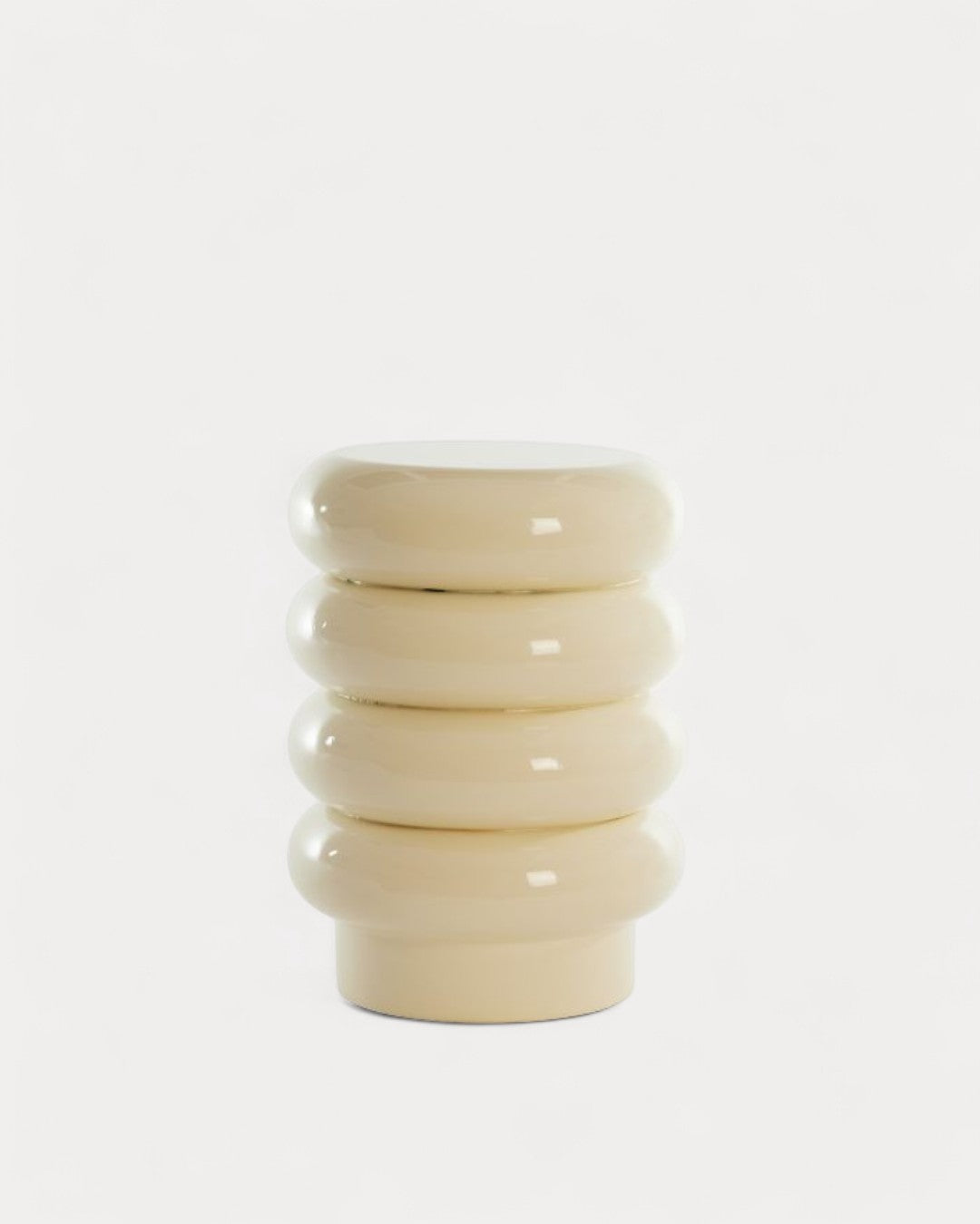 Orbit side table in lacquered metal, cream, Ø30x40 cm