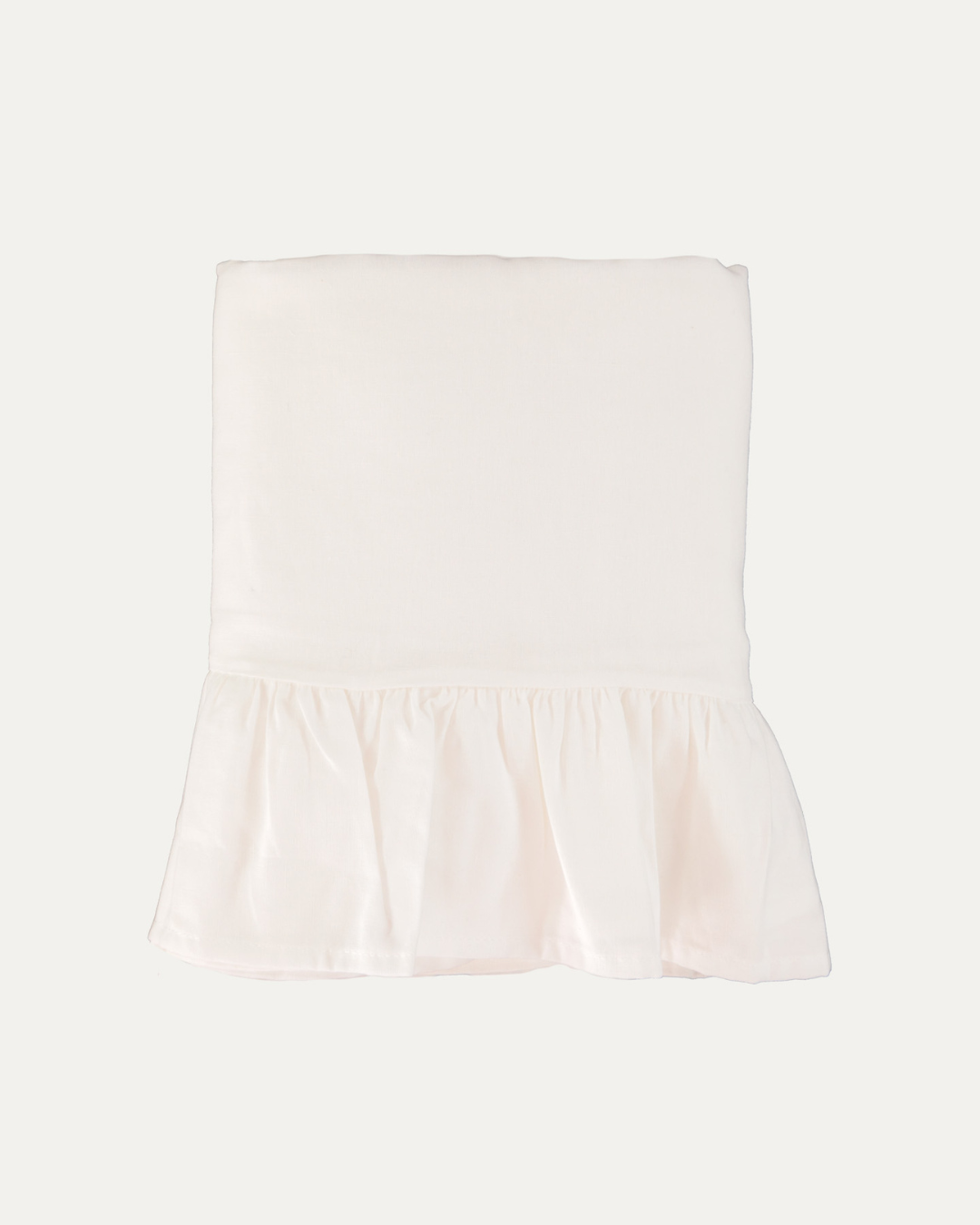 Ruffle Linen/Cotton Tablecloth, White