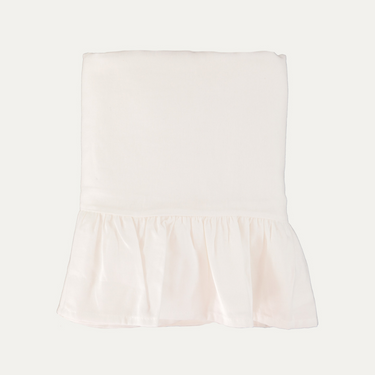 Nappe en lin/coton avec volant, blanche
