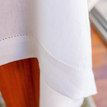 Nappe en lin/coton avec point ouvert blanche