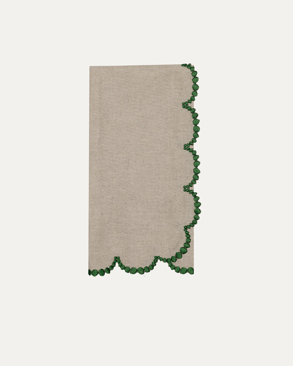 Luna Napkin, Beige with Green