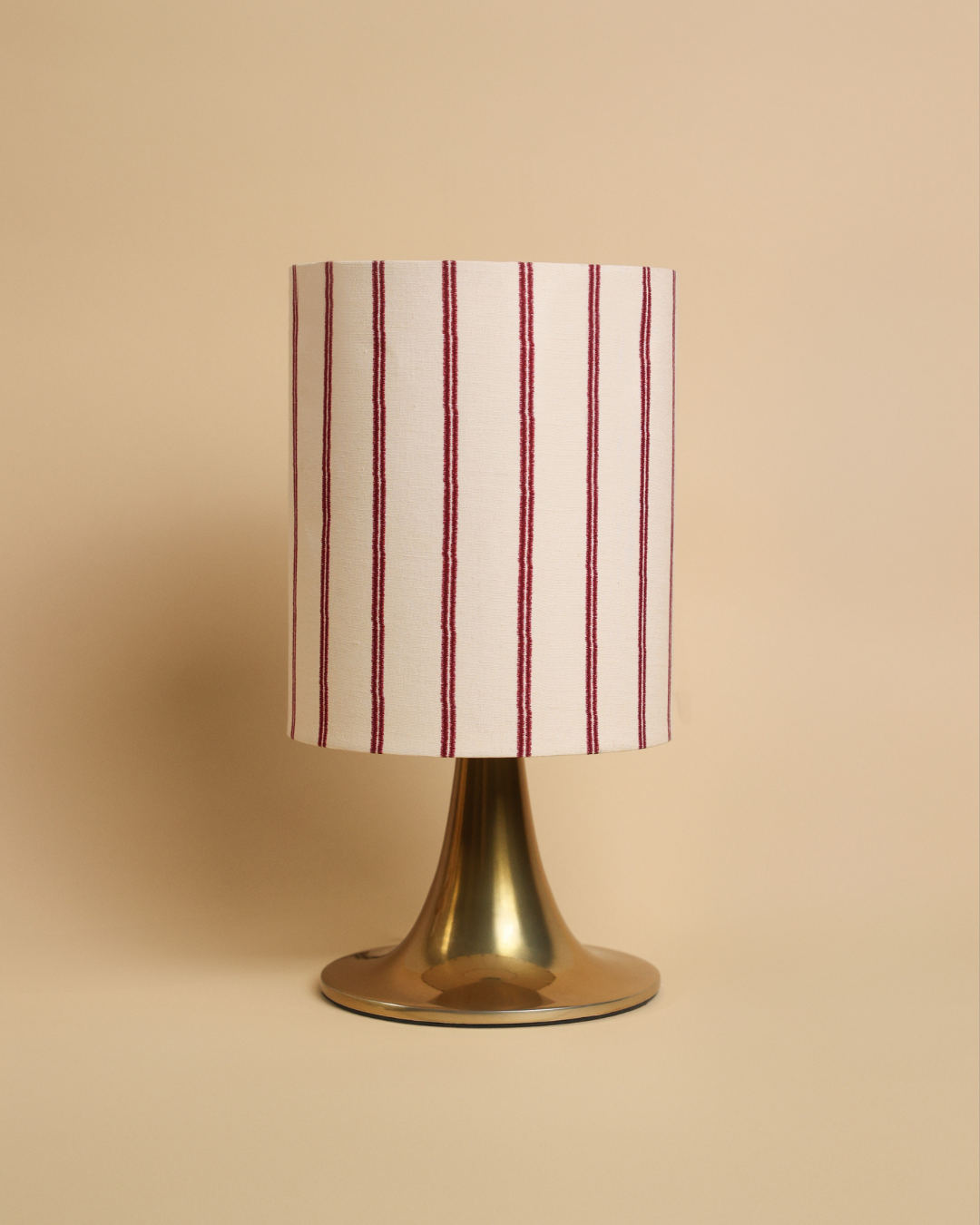 Burano Table Lamp, Gold with Burgundy Stripes