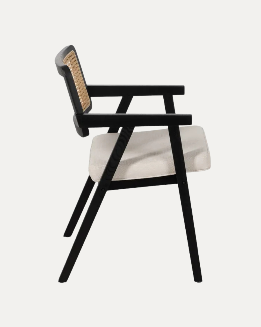 Troia Armchair with Backrest in Black Rattan