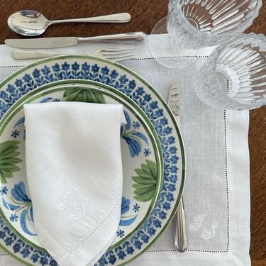 Set de Table en Linho Branco Personnalisé avec Point Ouvert