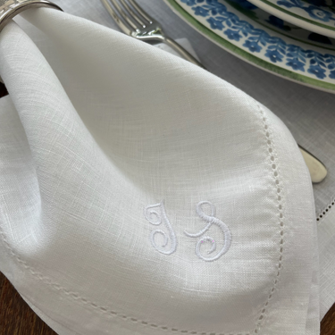Serviette Point Ouvert Personnalisée Monogramme