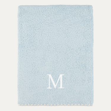 Asciugamano da bagno conchiglia blu e bianco personalizzato