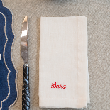 Serviette personnalisée en lin avec ourlet