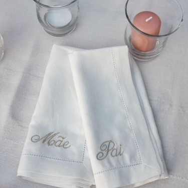 Serviette personnalisée en lin avec point ouvert