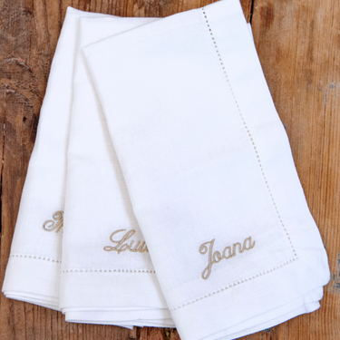 Serviette personnalisée en lin avec point ouvert