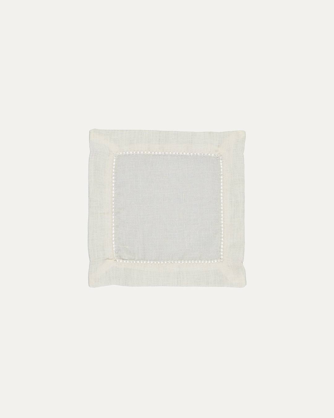 Hemstitch Cocktail Napkin, White