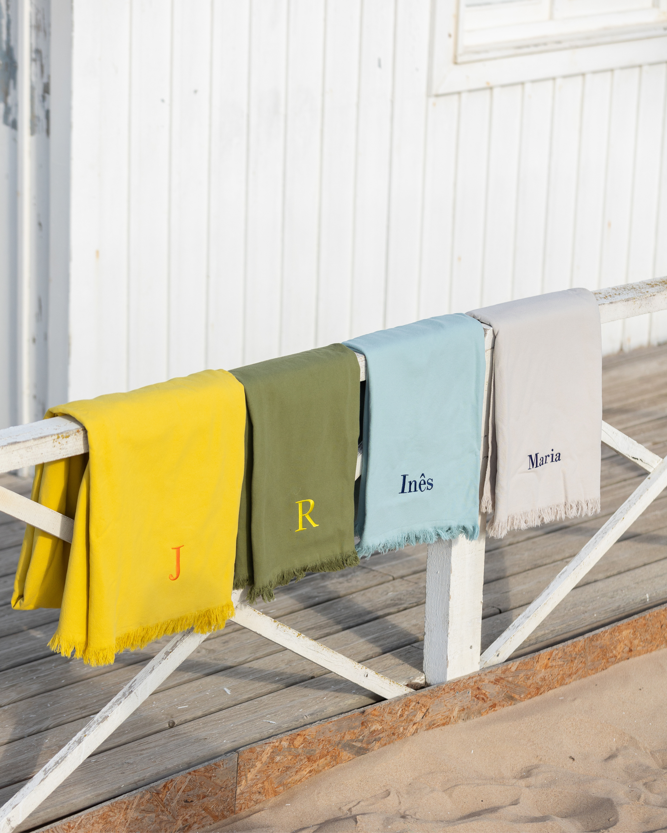 Customizable Beige Beach Towel with Fringe