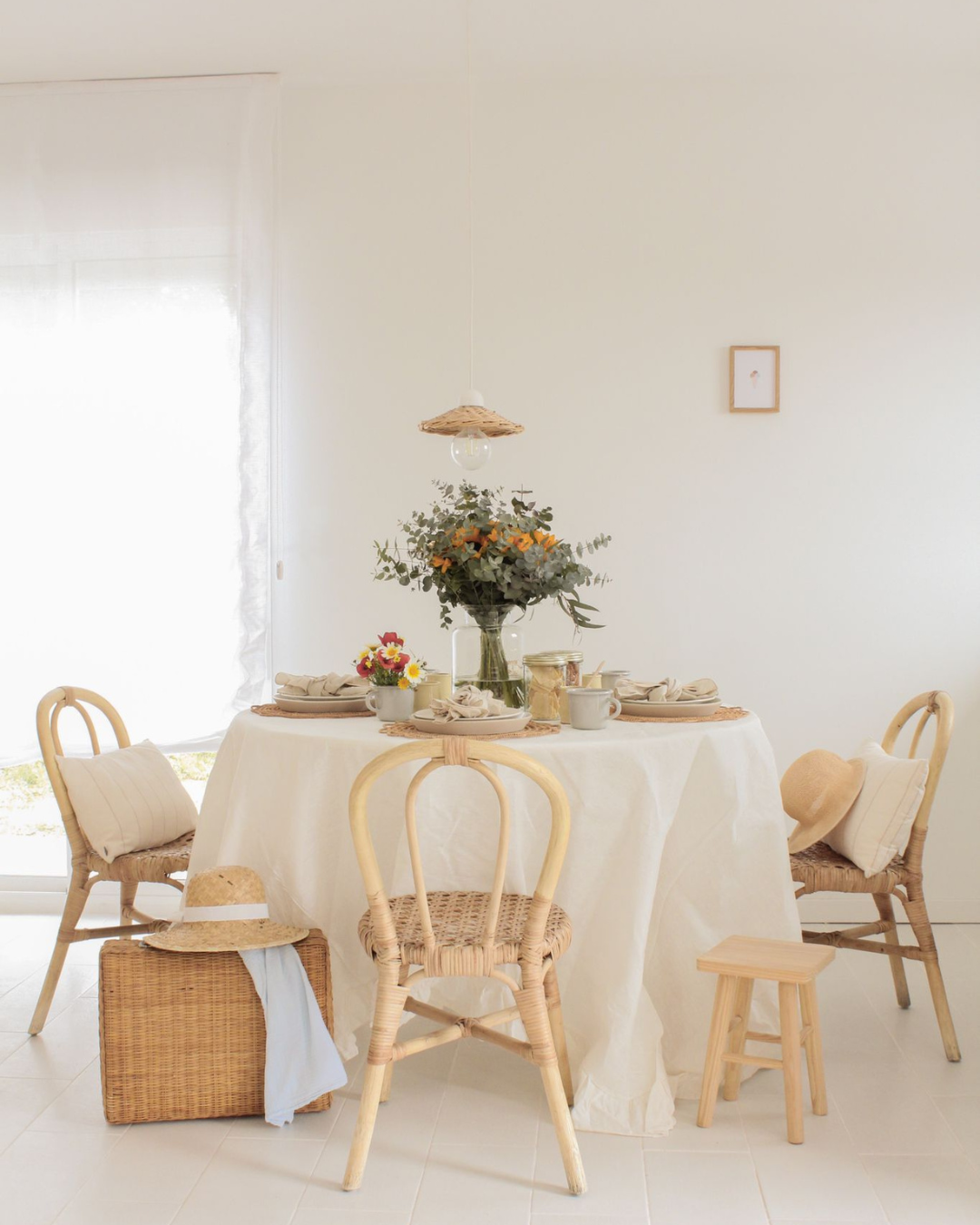 Ruffle Linen Tablecloth, Ivory 