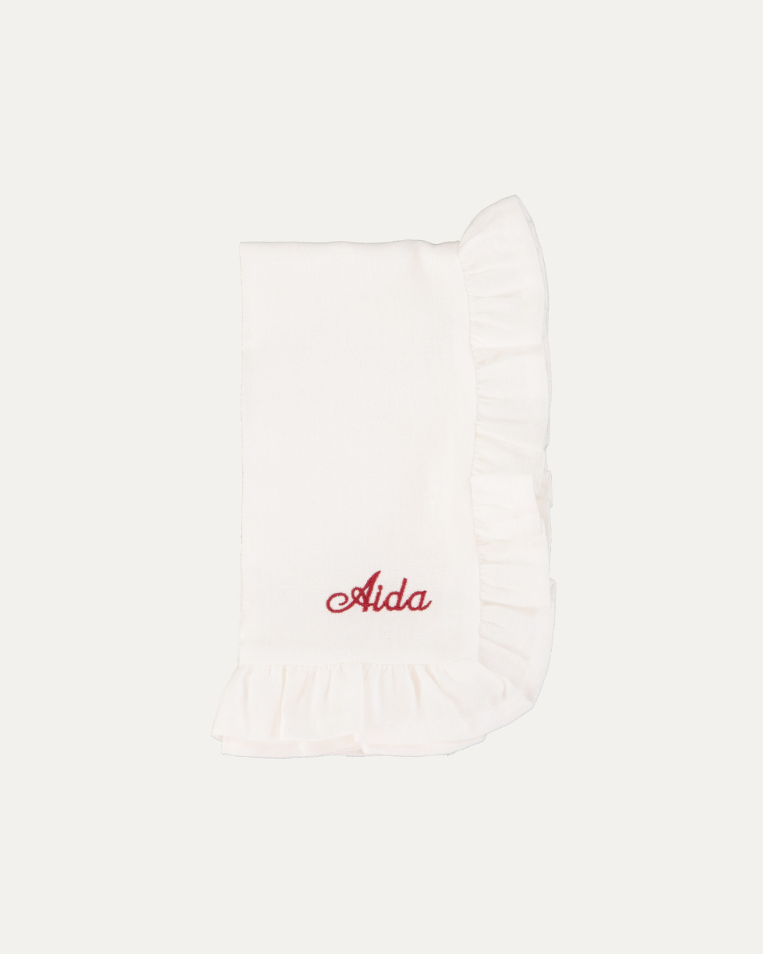 Customizable Ruffle Linen Napkin, White