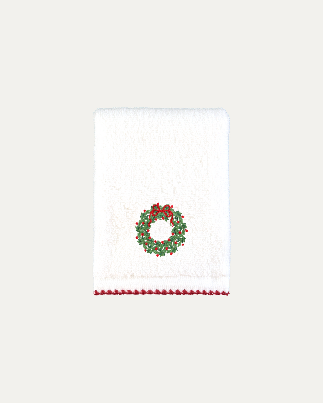 Shell Hand Towel with Christmas Wreath 