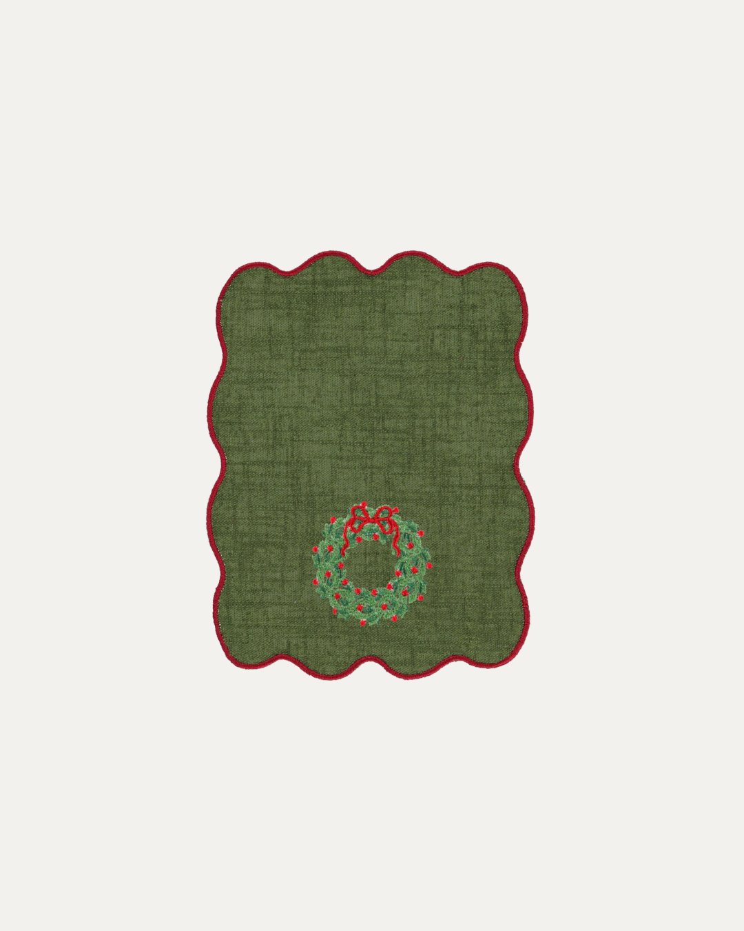 Green Palm Cocktail Napkin, Christmas Wreath