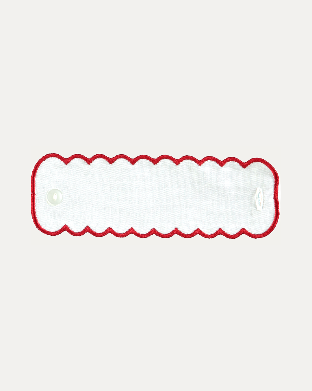 White and Red Linen Napkin Ring