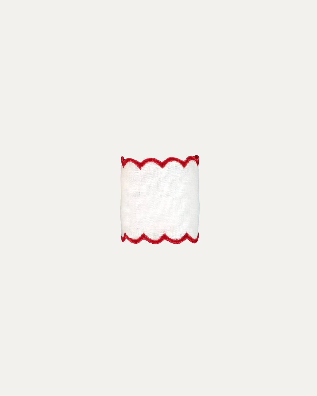 White and Red Linen Napkin Ring