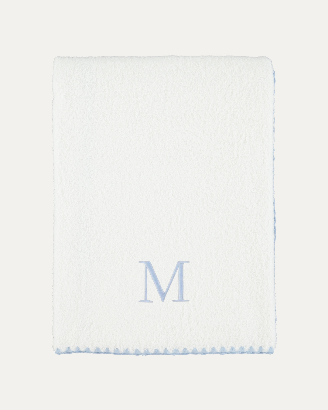 Customizable Concha Bath Towel, White with Blue