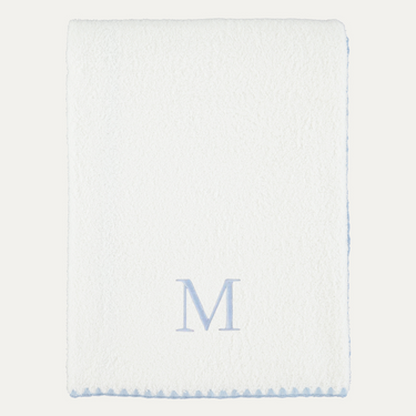 Toalha de Banho Algodão Concha Branco com Azul Personalizada
