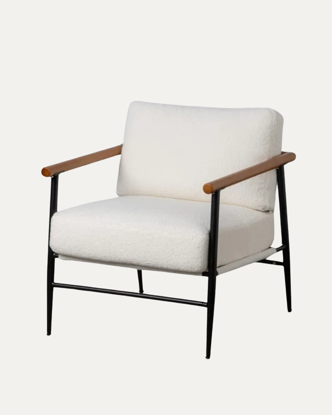 Carm White Armchair with Iron Frame