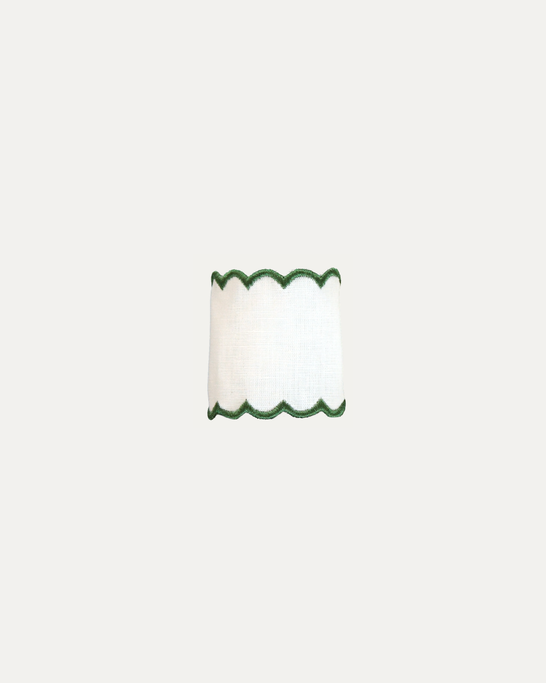 White and Green Linen Napkin Ring