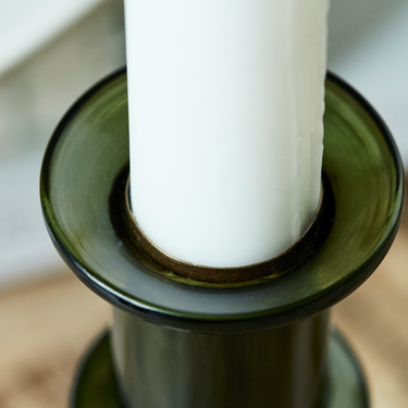 Vienna Candlestick in Green Glass, Large