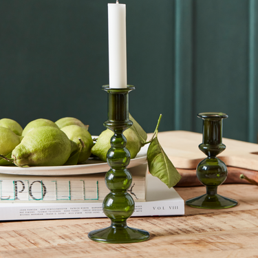 Vienna Candlestick in Green Glass, Large