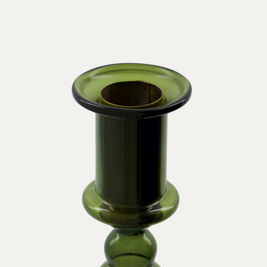 Vienna Green Glass Candlestick, Small