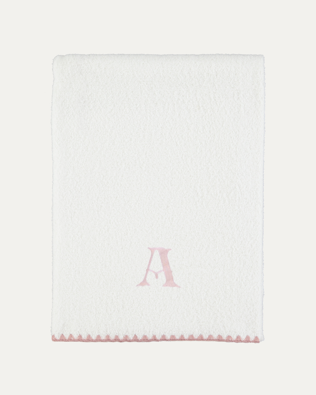 Customizable Concha Bath Towel, White with Pink