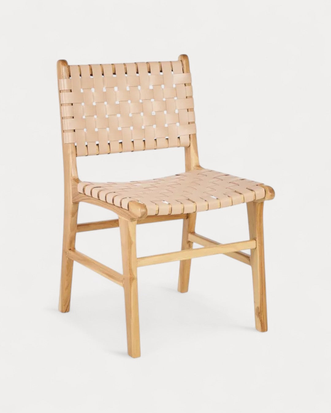 Puglia chair in teak wood and leather, 50 × 56 × 87 cm