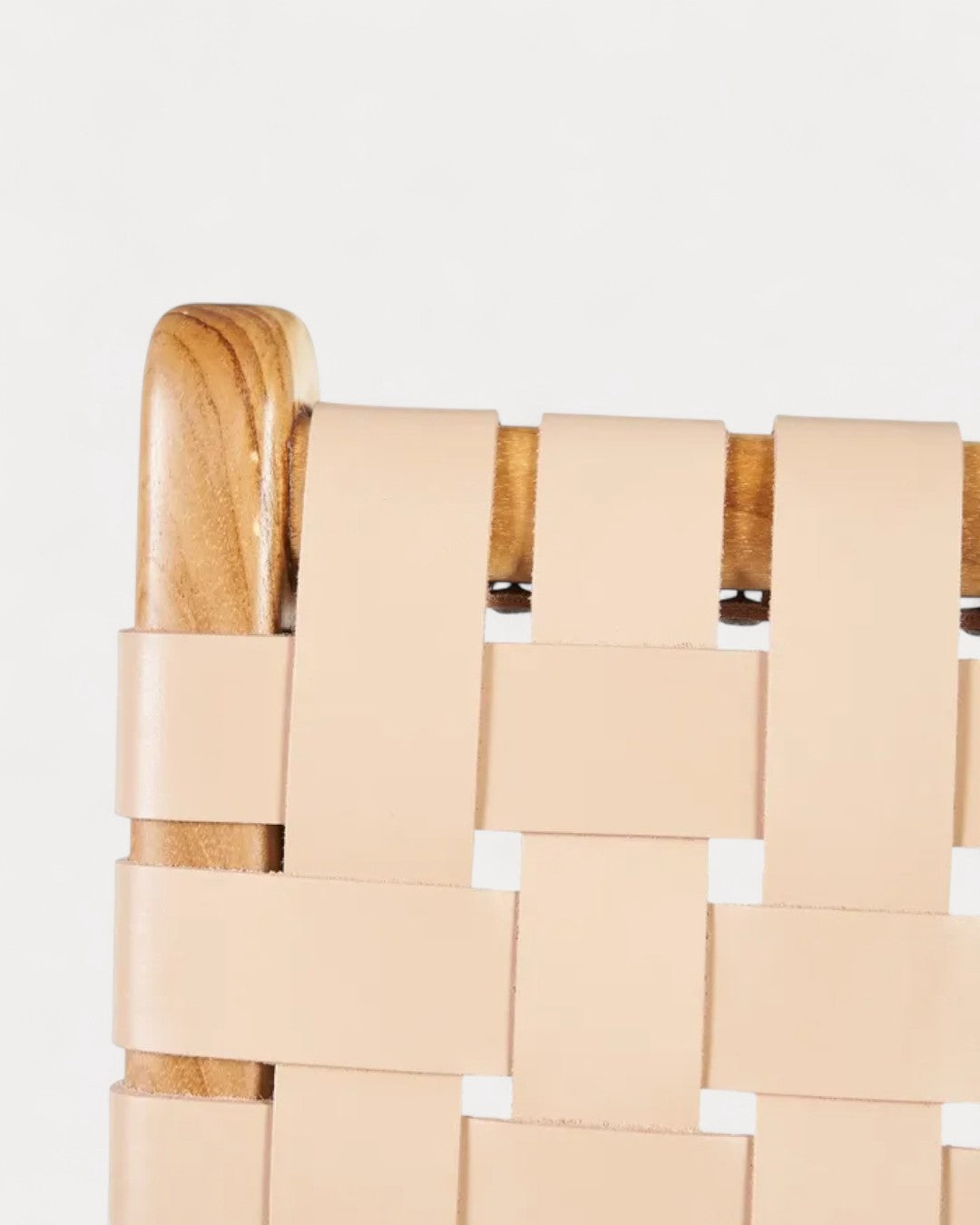 Puglia chair in teak wood and leather, 50 × 56 × 87 cm