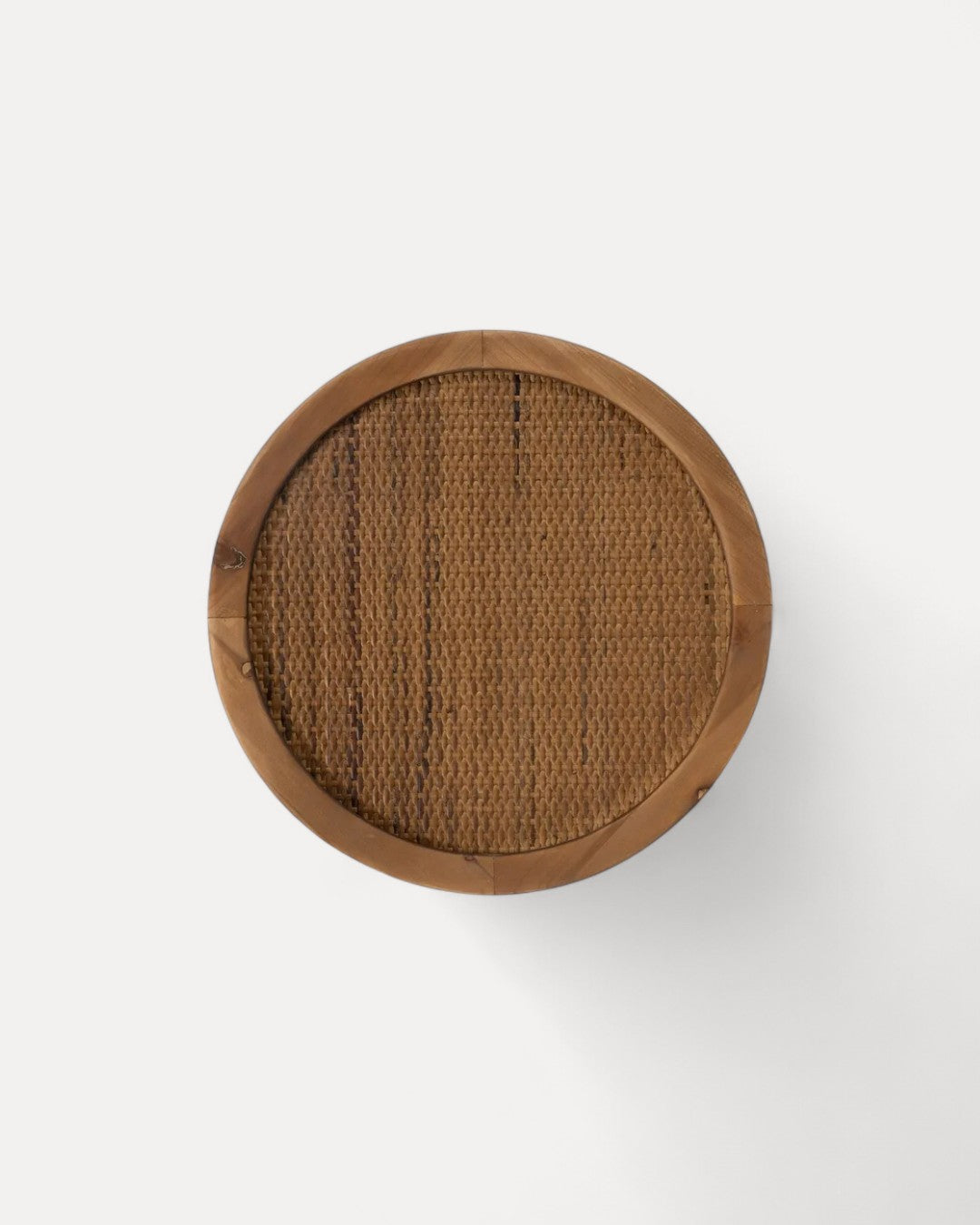 Mesa de apoio Pisa em madeira e vime natural,  40 × 40 × 44,5 cm (Pequena)