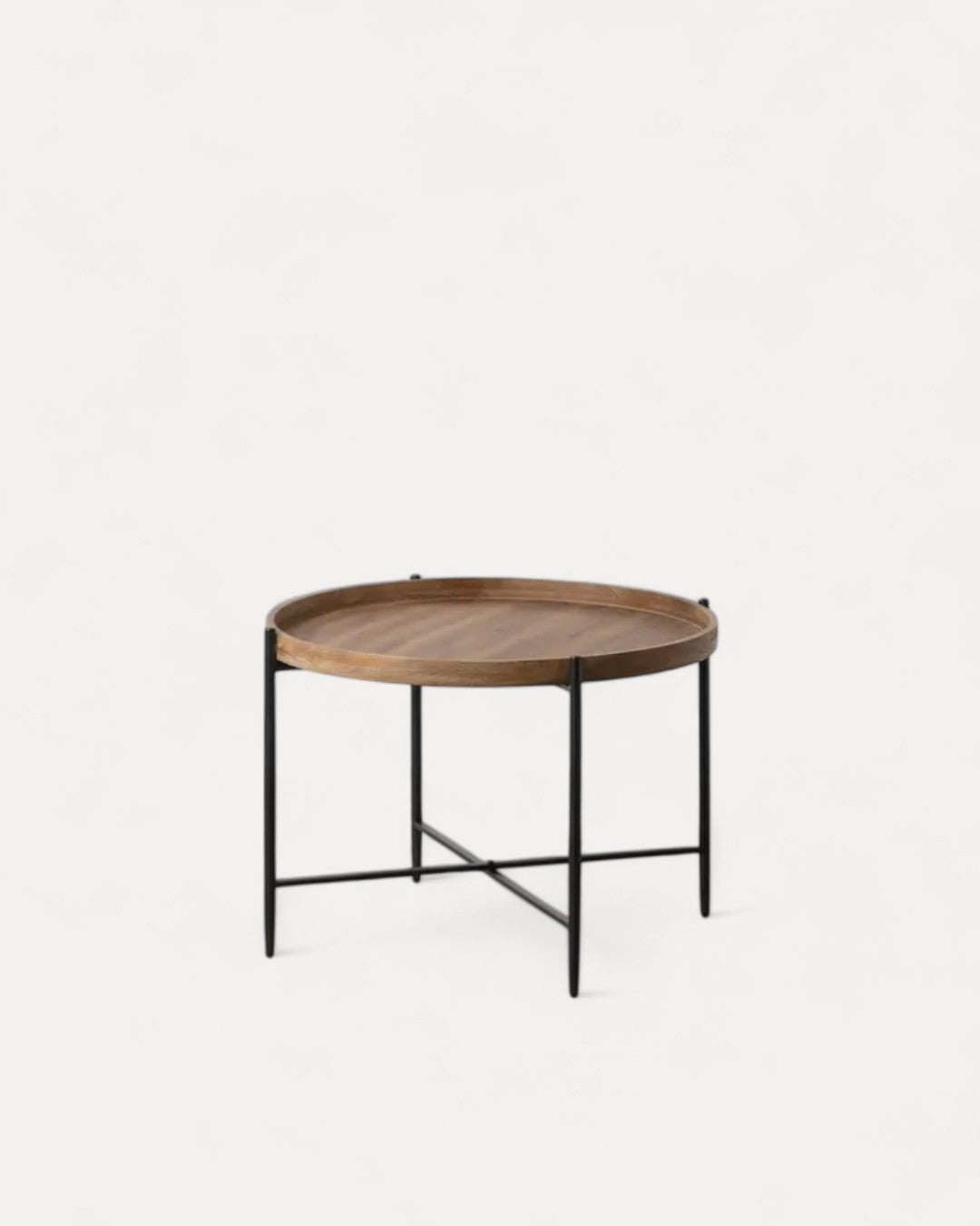 Mesa de apoyo Ébano en madera y metal, 80 × 80 × 55 cm
