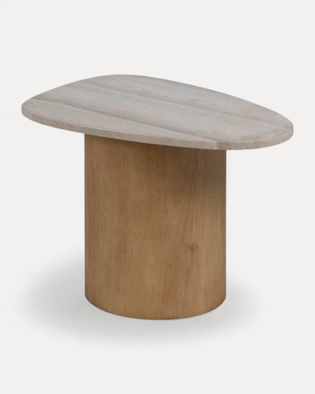 Mesa de apoio Aurora em madeira e mármore, 58 × 38 × 40 cm