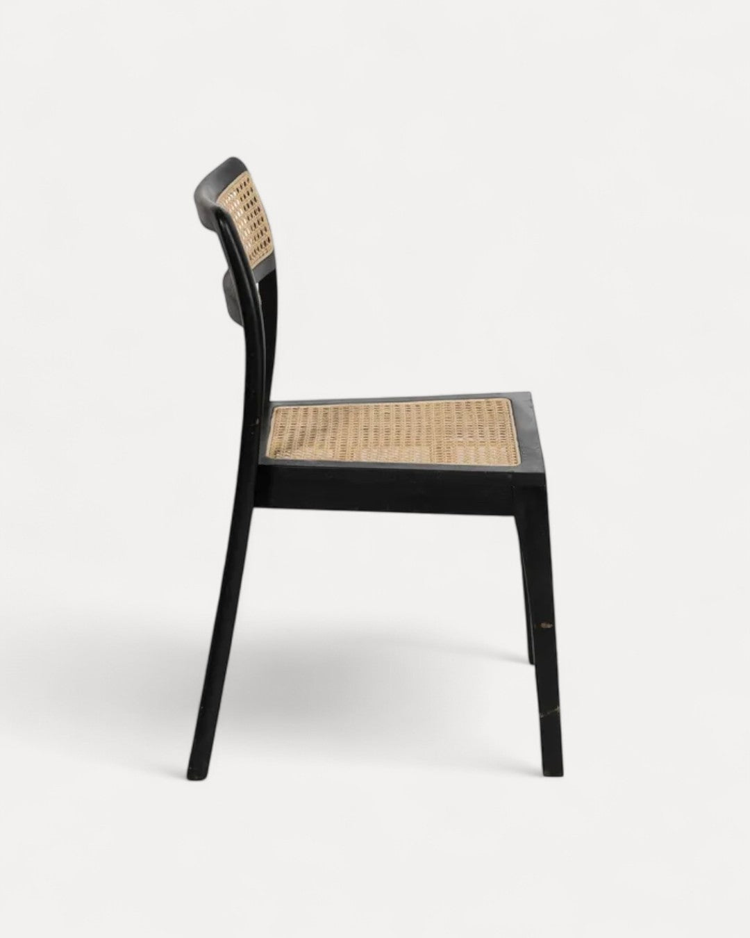 Puglia Chair in black teak wood and natural rattan, 55 x 53 x 79.50 cm