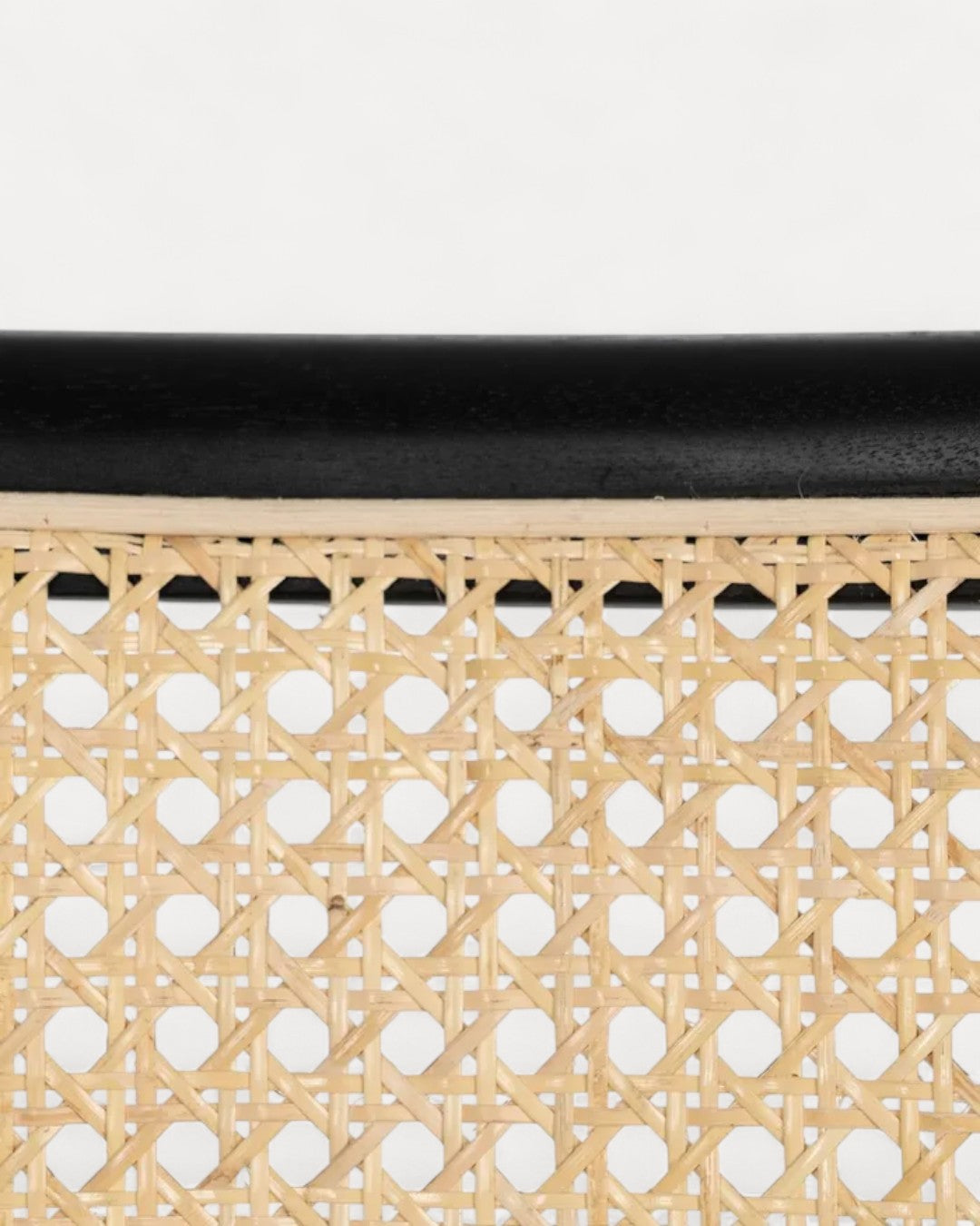 Puglia Chair in black teak wood and natural rattan, 55 x 53 x 79.50 cm