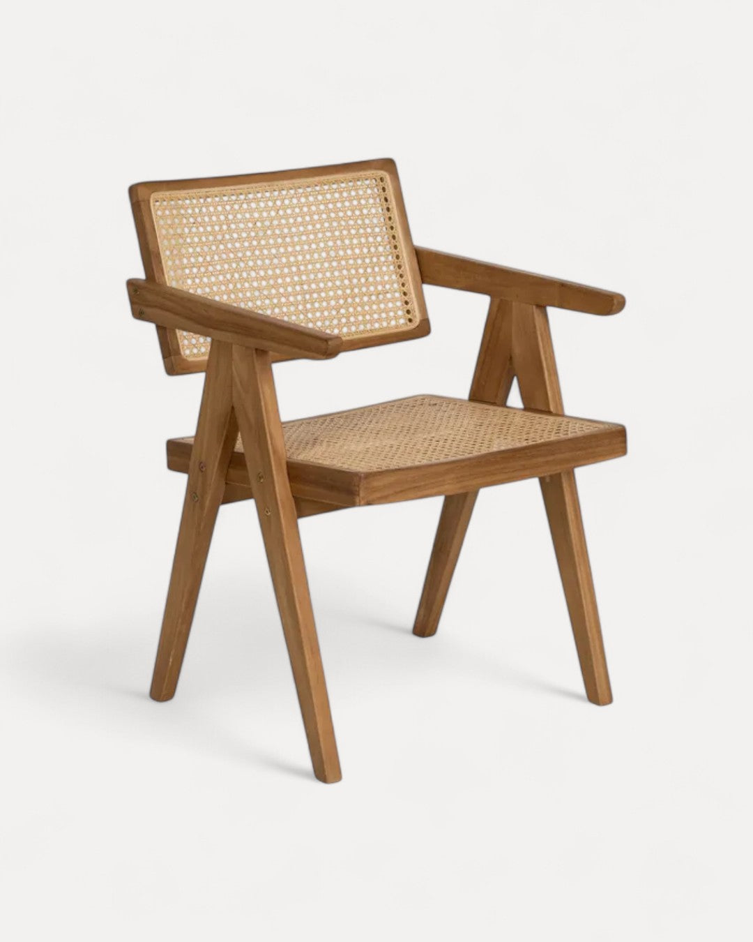 Cadeira Faro em madeira de teca e rattan natural, 56 x 59 x 76 cm