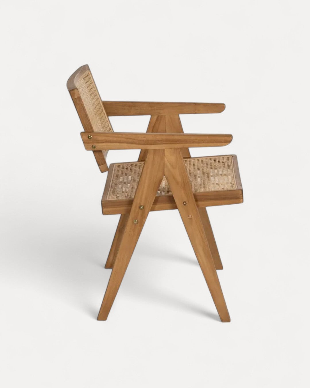 Cadeira Faro em madeira de teca e rattan natural, 56 x 59 x 76 cm
