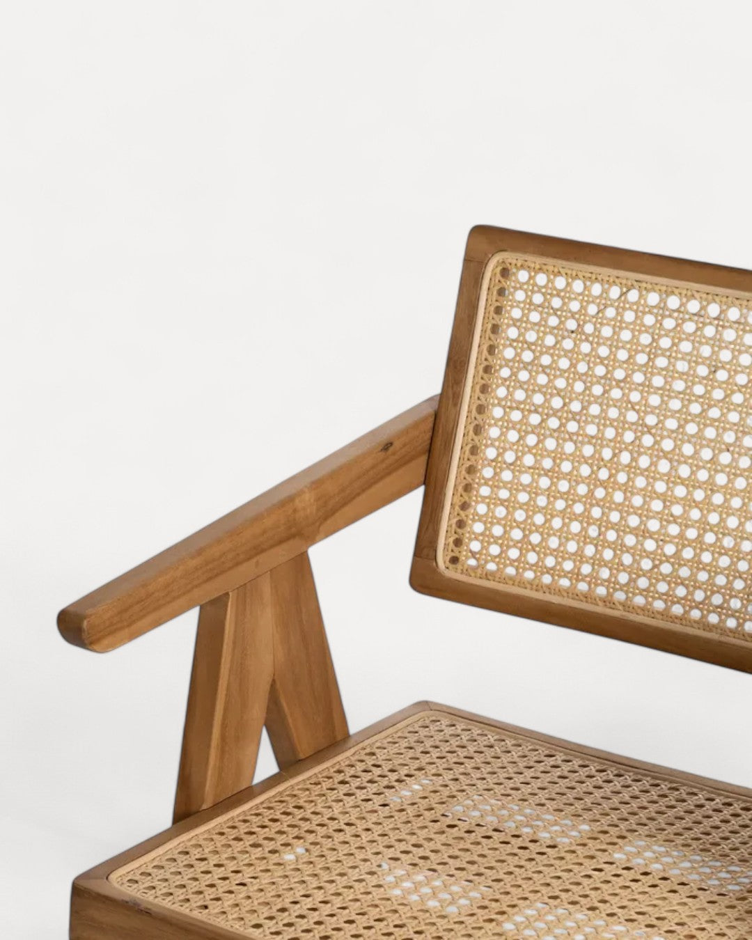 Cadeira Faro em madeira de teca e rattan natural, 56 x 59 x 76 cm