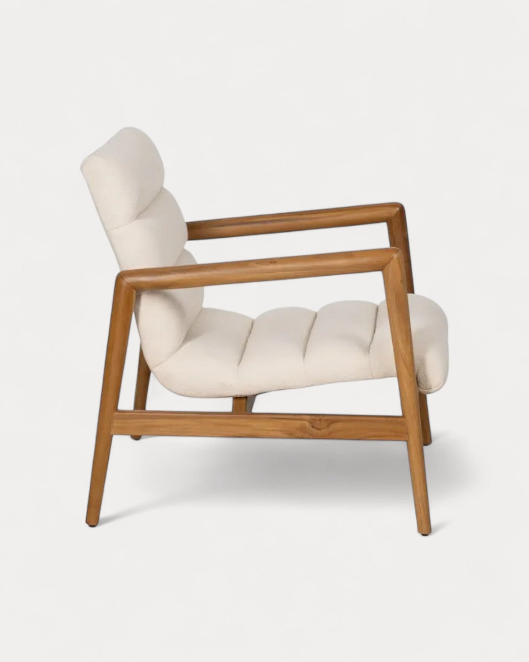 Braga armchair in teak wood and fabric, 79 × 56 × 76 cm