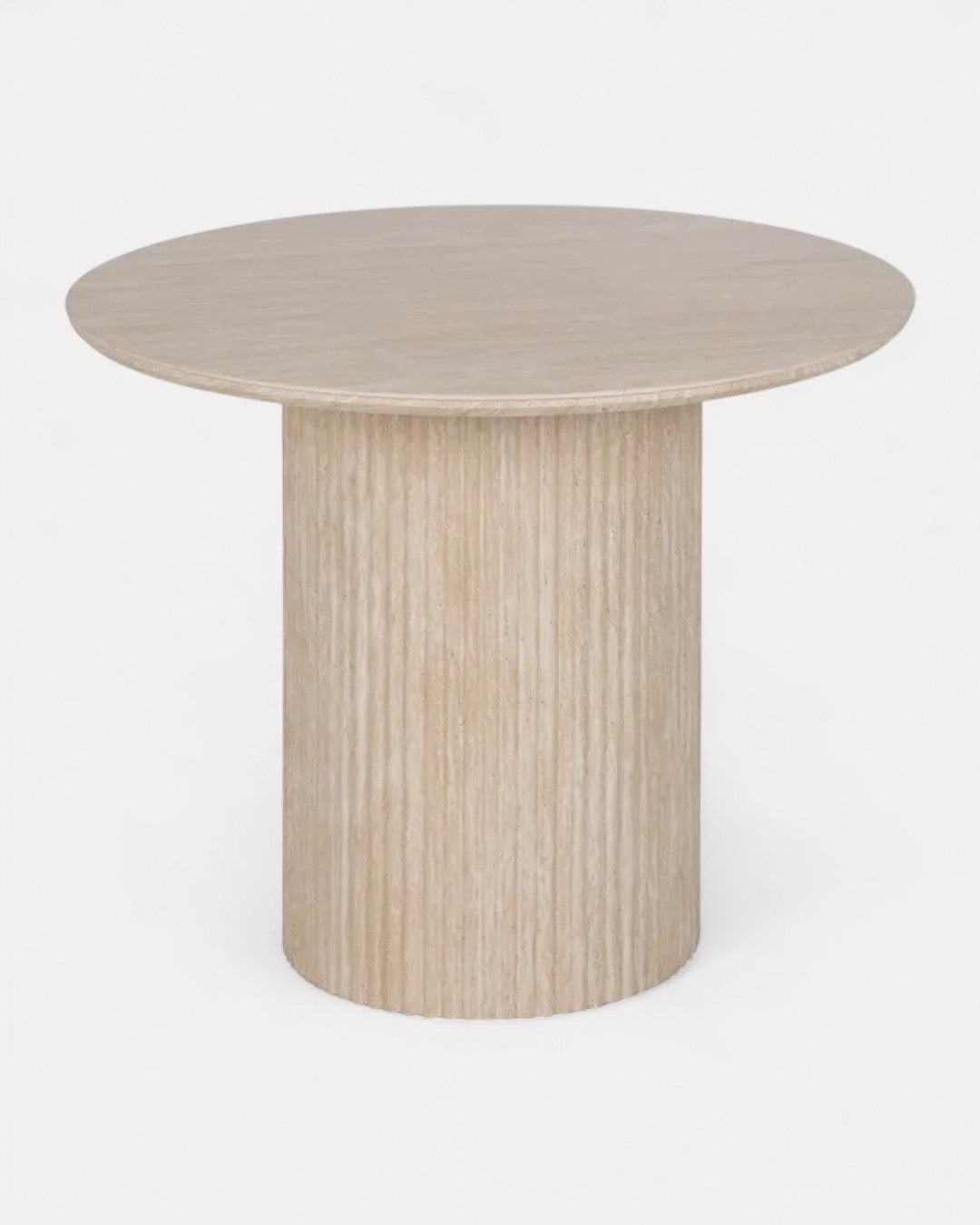 Mesa de jantar Delphi com base cilíndrica estriada, 90 x 90 x 76 cm