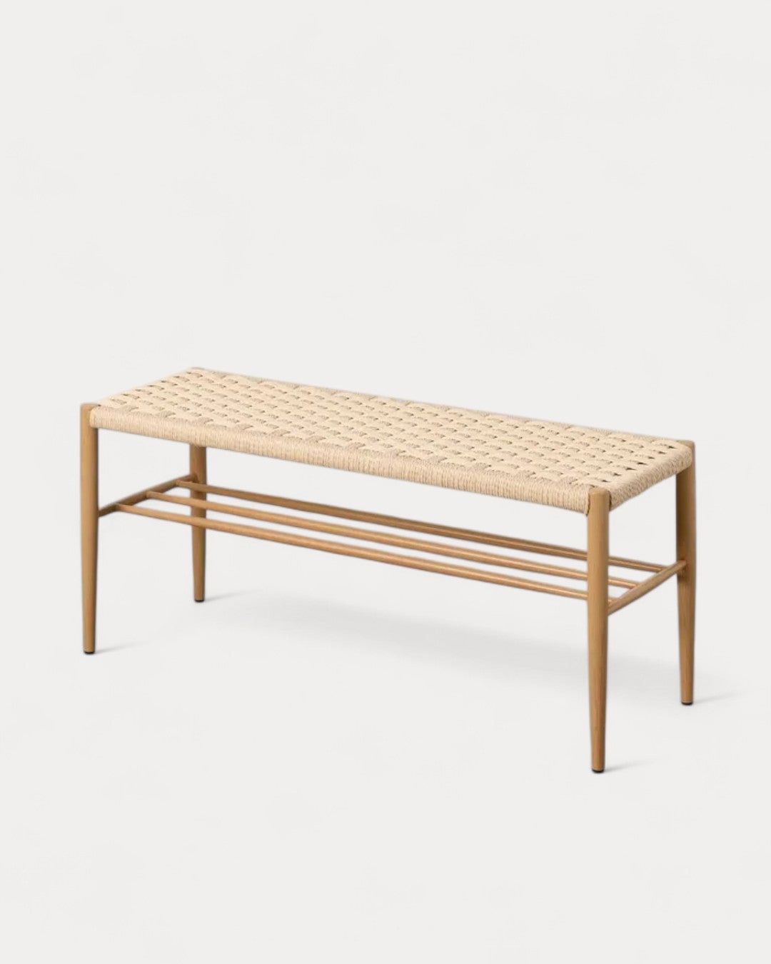 Matera bench in metal and rope, 100 x 35 x 46 cm