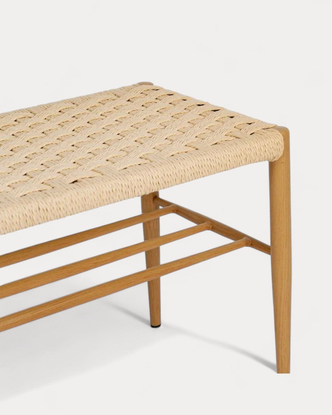Matera bench in metal and rope, 100 x 35 x 46 cm