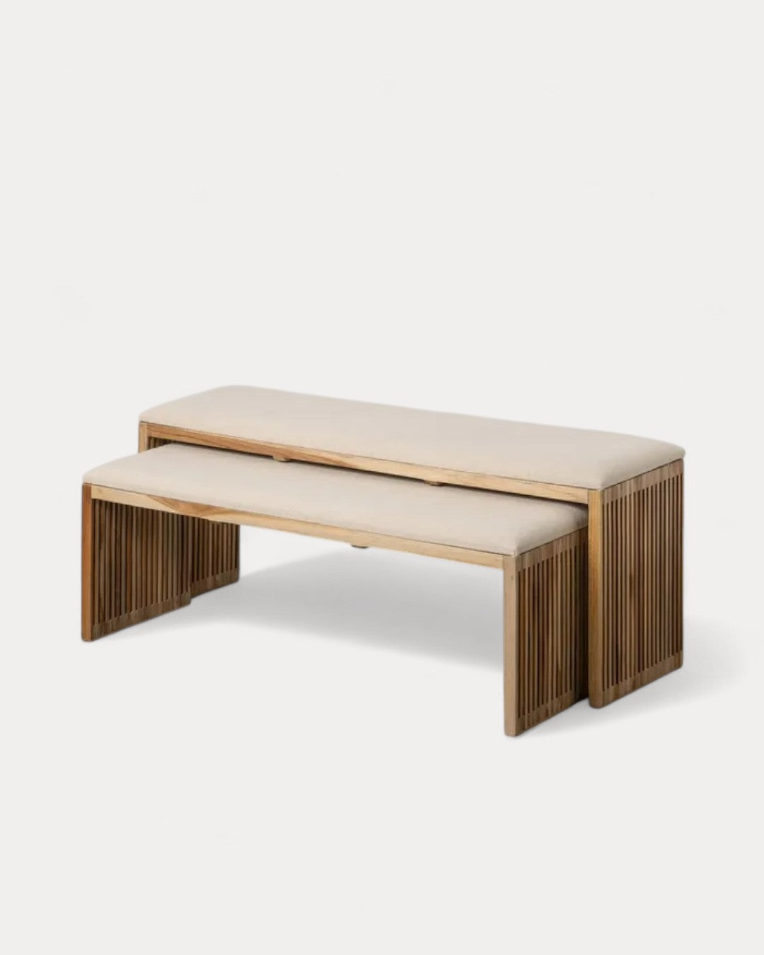 Set of 2 Ria Benches in Teak Wood