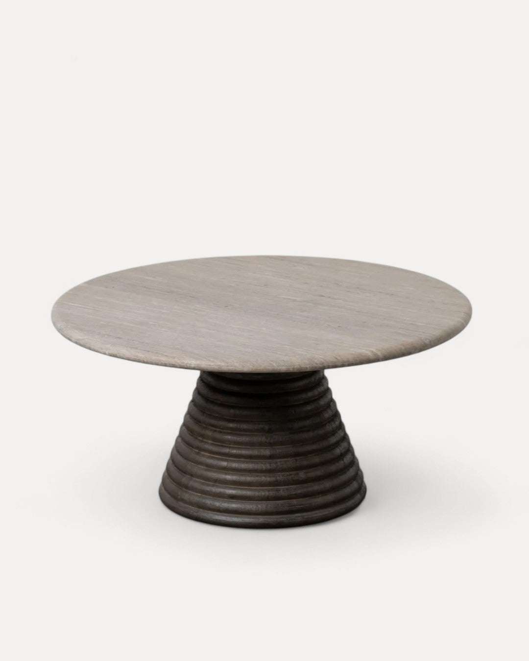 Mesa de centro Mérida em madeira de manga e mármore, 90 x 90 x 43 cm