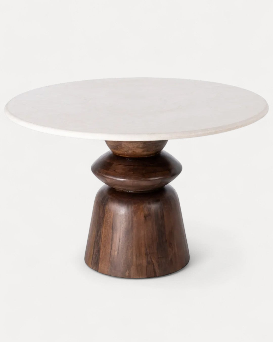 Mesa de jantar Arcos em madeira de manga e mármore, 120 x 120 x 76 cm