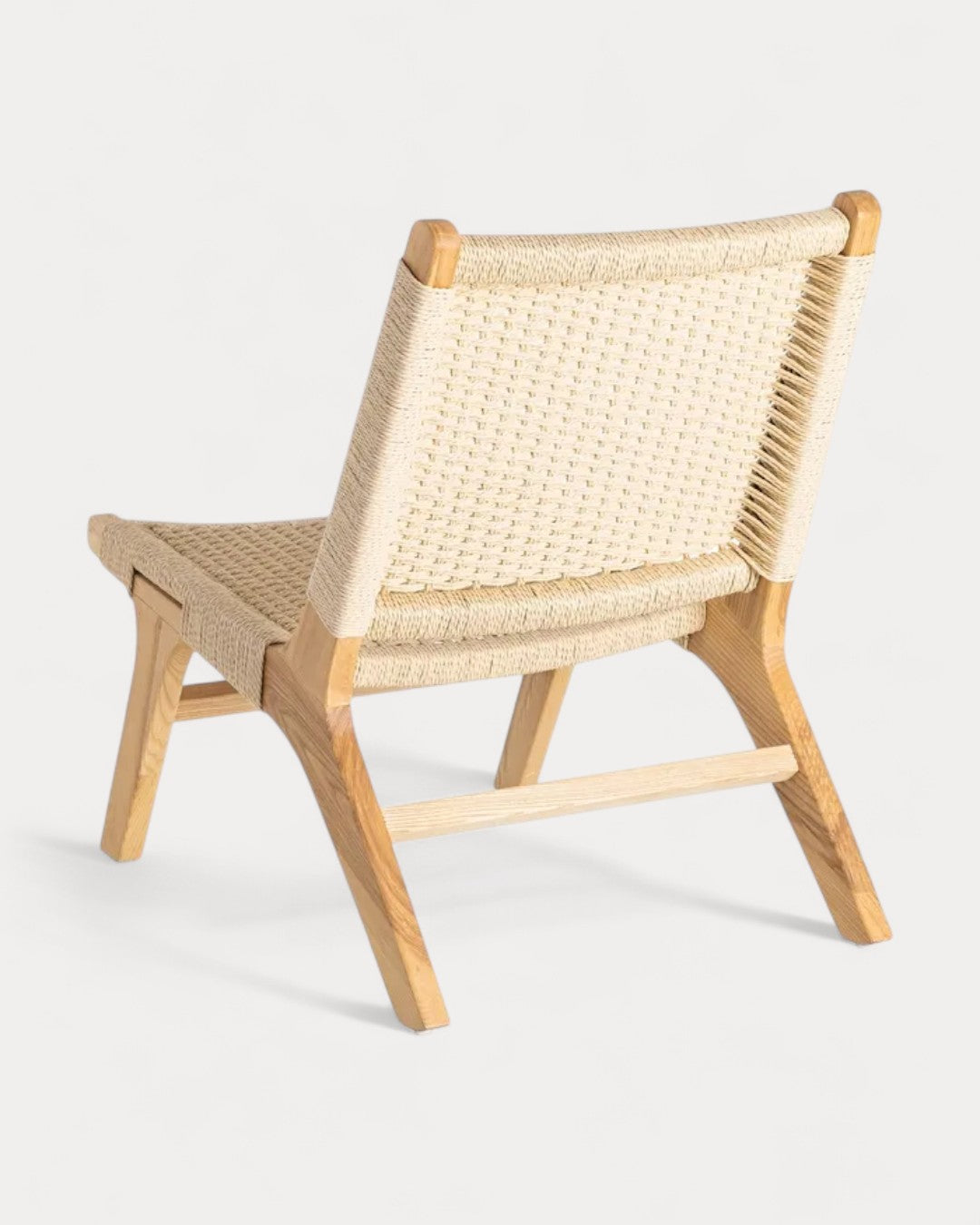 Coimbra armchair in ash wood and rope, 55 × 79 × 78 cm